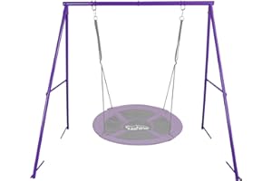 Hishine Swing Stand for Porch Outdoor Heavy Duty Swing Frame, Full Steel Metal Frame with 4 Ground Pegs, 71" Height Holds Up to 550lbs (Swing NOT Included)