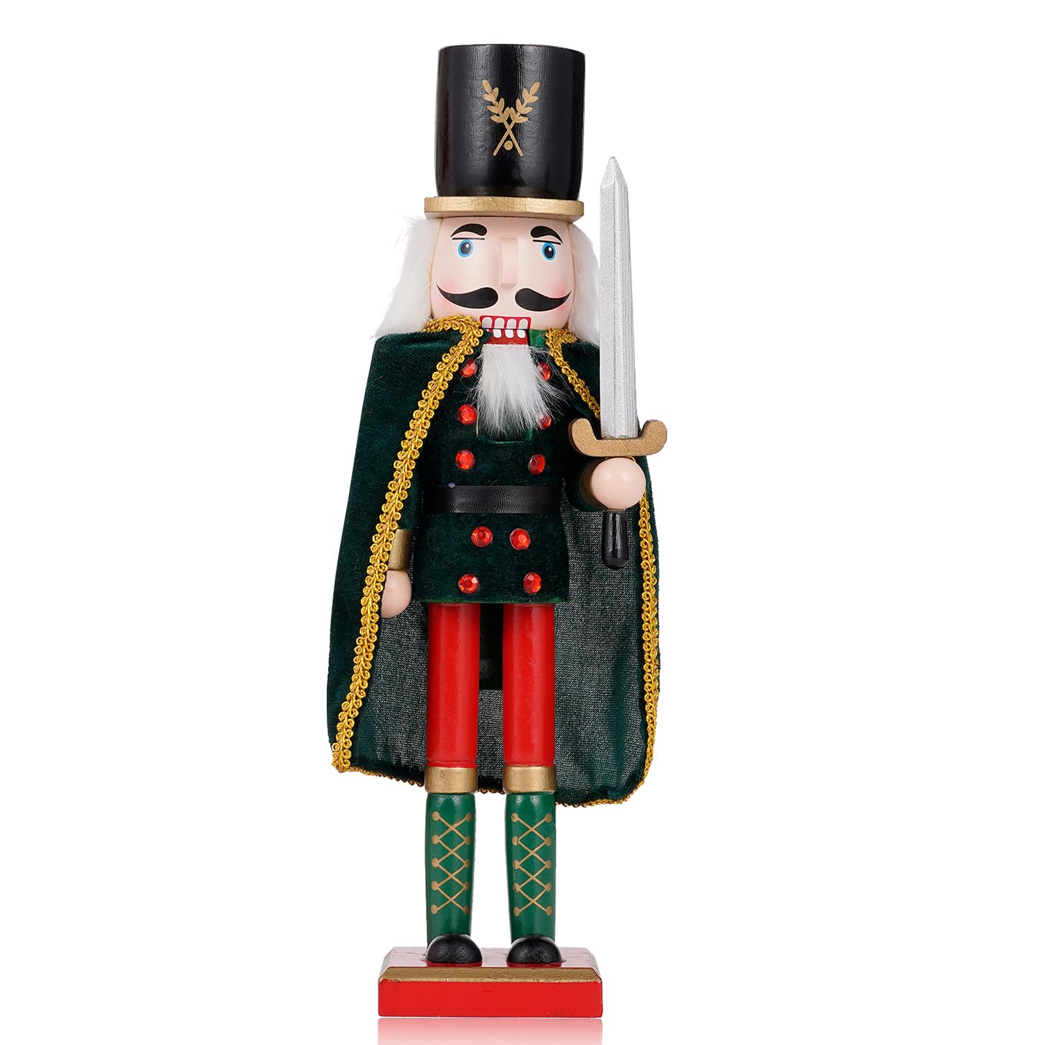 COMBIUBIU 14.8 inch Christmas Decorations Nutcracker Soldiers,Premium Wooden Traditional Nutcracker Figures,Festive Collectible Nutcracker Gift for Thanksgiving Christmas Decor(Green) — image 1