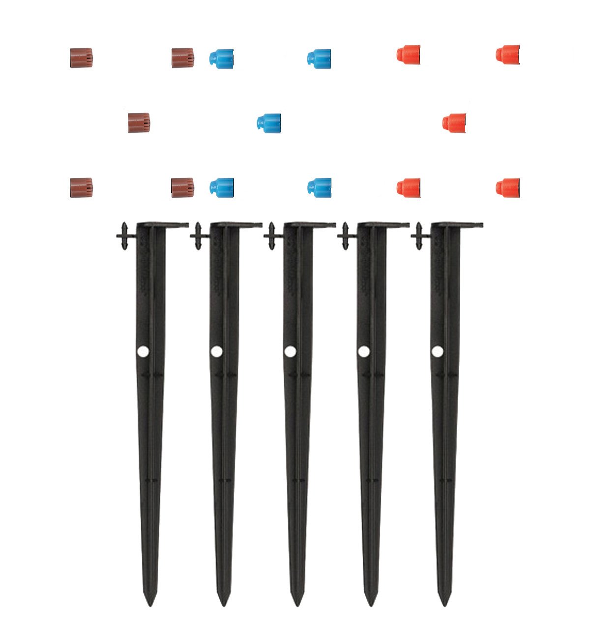 Orbit 65140 5-Pack Micro-Sprinkler Stake with Full, 1/2 and 1/4 Snap-On Nozzles