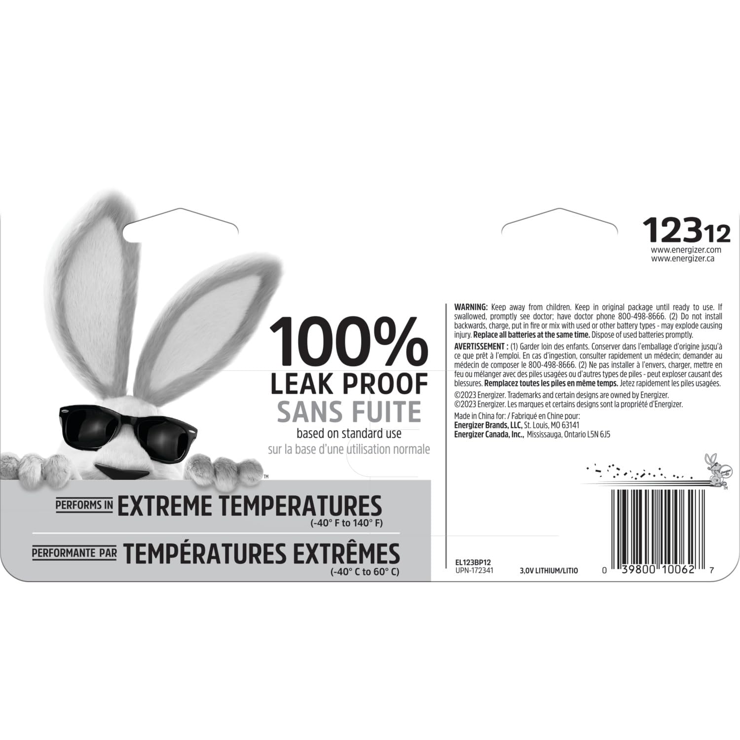 Energizer 123 Lithium Batteries (12 Pack), 3V Photo Batteries