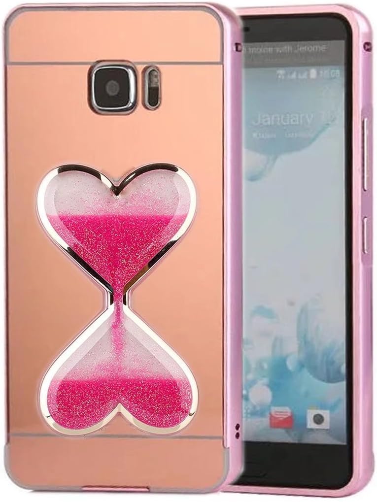 HTC U Ultra Mirror Case, QKKE [Liquid Hourglass Series] Metal Air Aluminum Bumper Detachable + Mirror Hard Back Case 2 in 1 Cover Ultra-Thin Frame for HTC U Ultra(Hourglass/Rose)