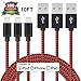 Eashion Lightning Cable 3Pack 10FT Extra Long Nylon Braided Cord iPhone Charger Compatible with iPhone 7 7 Plus 6 6S 6S Plus SE 5S 5 iPad iPod Nano 7(Red)