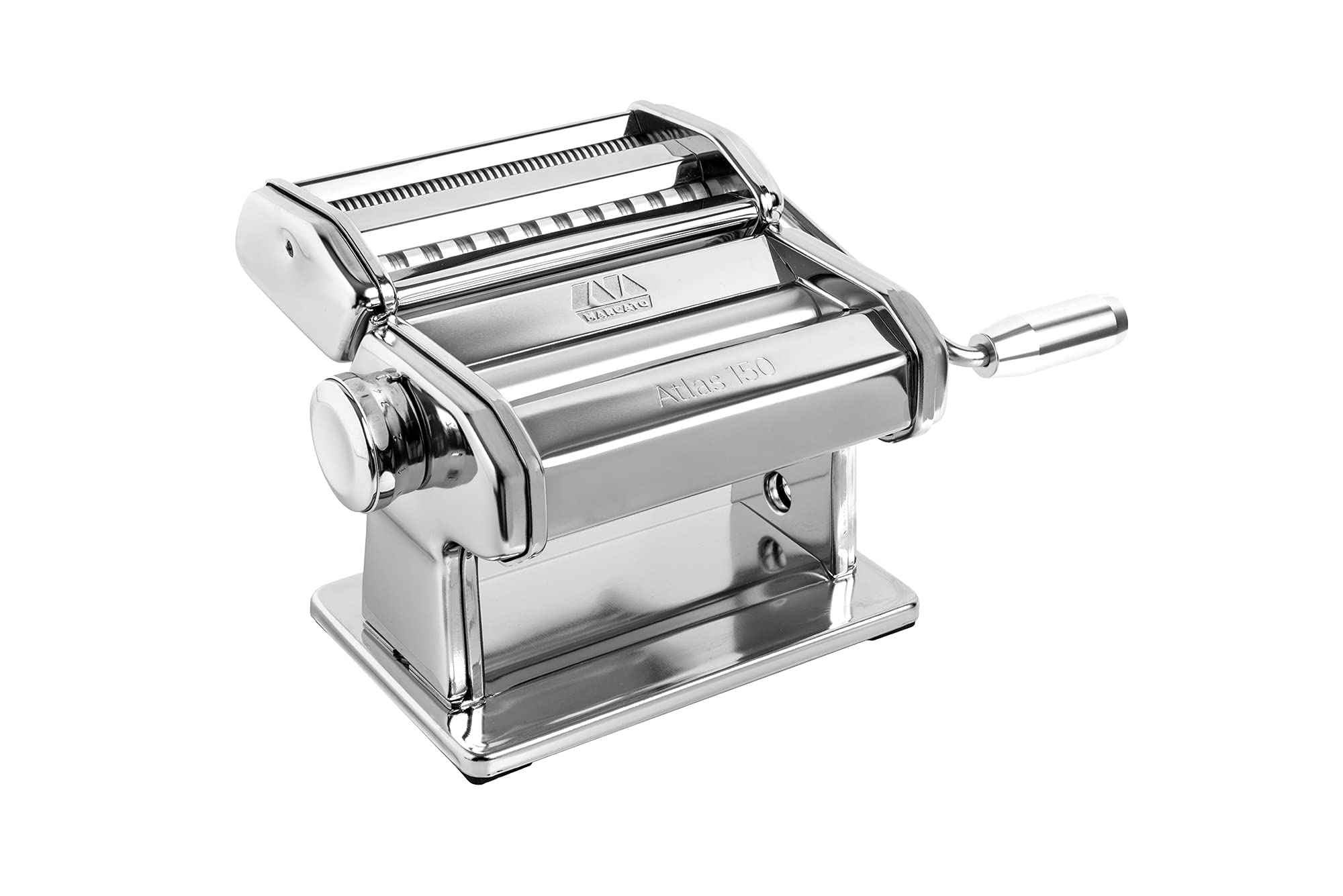 Marcato Atlas 150 Manual Pasta Machine Compatible with Interchangeable Accessory, Alloy, Silver, 40 x 30 x 20 cm