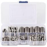 Cunyuer 50 Pcs Threaded Inserts, Stainless Steel Inner Thread, self Tapping Insert Set with Storage Box, M3/M4/M5/M6/M8/M10/M12/M14/M16