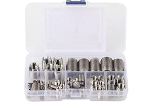 Cunyuer 50 Pcs Threaded Inserts, Stainless Steel Inner Thread, self Tapping Insert Set with Storage Box, M3/M4/M5/M6/M8/M10/M12/M14/M16