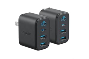 Anker Zolo USB C Charger Block, 2-Pack 4-Port Wall Adapter with 50W Max Output, 2 USB-C and 2 USB-A, Compact and Stable Design, for iPhone 17/16 Series, MacBook, iPad, Pixel, Galaxy, and More (Black)
