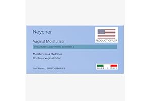 Neycher 10 MG Hyaluronic Acid Vaginal Suppositories with Vitamin E, Vitamin A, Lactic Acid. Product of USA. Made in Italy