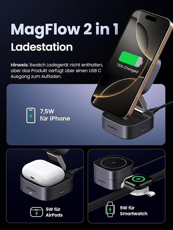 MagFlow 2 in 1 iPhone Faltbare Ladestation mit Magsafe