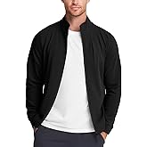 Zengjo Men's Track Jackets Full-Zip Athletic Jacket Sweatshirt Mock Neck with Zipper Pockets