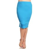 Plus Size Solid Casual Knee Length High Waist Pencil Skirt/Made in USA Turquoise 3XL