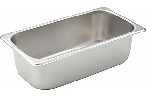 Winco 1/3 Size Pan, 4-Inch,Stainless Steel,Medium, 12.75" D x 7" W x 4" H