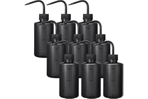 Nuogo 9 Pcs 250 ml Tattoo Wash Bottle Water Squirt Bottle Lab Squeeze Bottles Lash Water Bottle with Narrow Mouth Scale Labels Safety Rinse Bottle for Eyelash Extensions, Succulent Watering (Black)