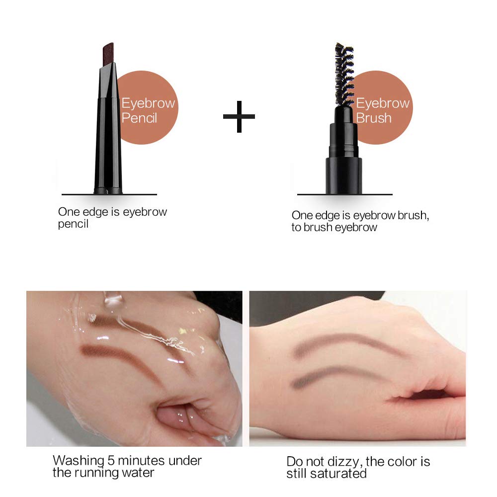 Eyebrow Pencil 2 Packs, NiceFace Waterproof Smudge-proof Automatic Eye Brow Makeup Kit with Eyebrow Brush, Coffee & Dark Brown (set#1)