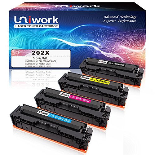Uniwork 202X M281fdw Compatible Toner Cartridge Replacement for HP 202X 202A CF500X CF500A use for Laserjet Pro MFP M281fdw M254dw M281cdw M281 m281dw M280nw Printer Ink (Black Cyan Magenta Yellow)