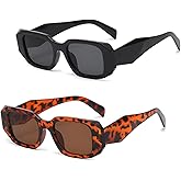 HomeSoGood Trendy Rectangle Sunglasses,Retro Small Square Frame Eyewear for Women Man(F,2 colors)