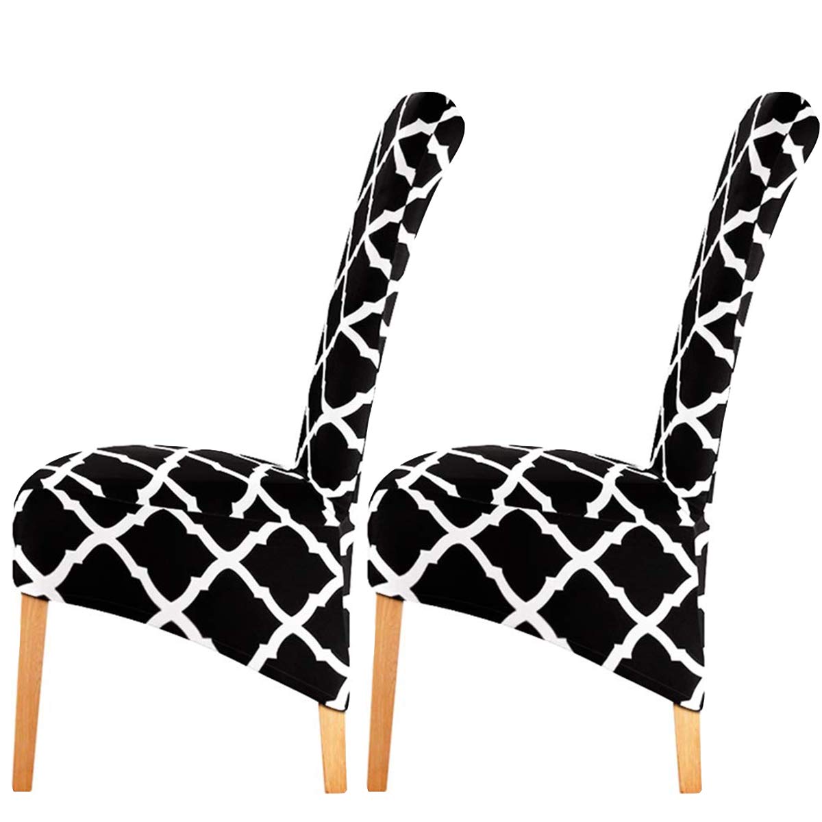 KELUINA Stretch XL Chair Covers for Dining Chairs 2/4/6 Pcs Chair Protective Slipcover,Elastic Chair Protector Seat Covers for Dining Room Wedding Banquet Party Decoration (Black,2 Pack)