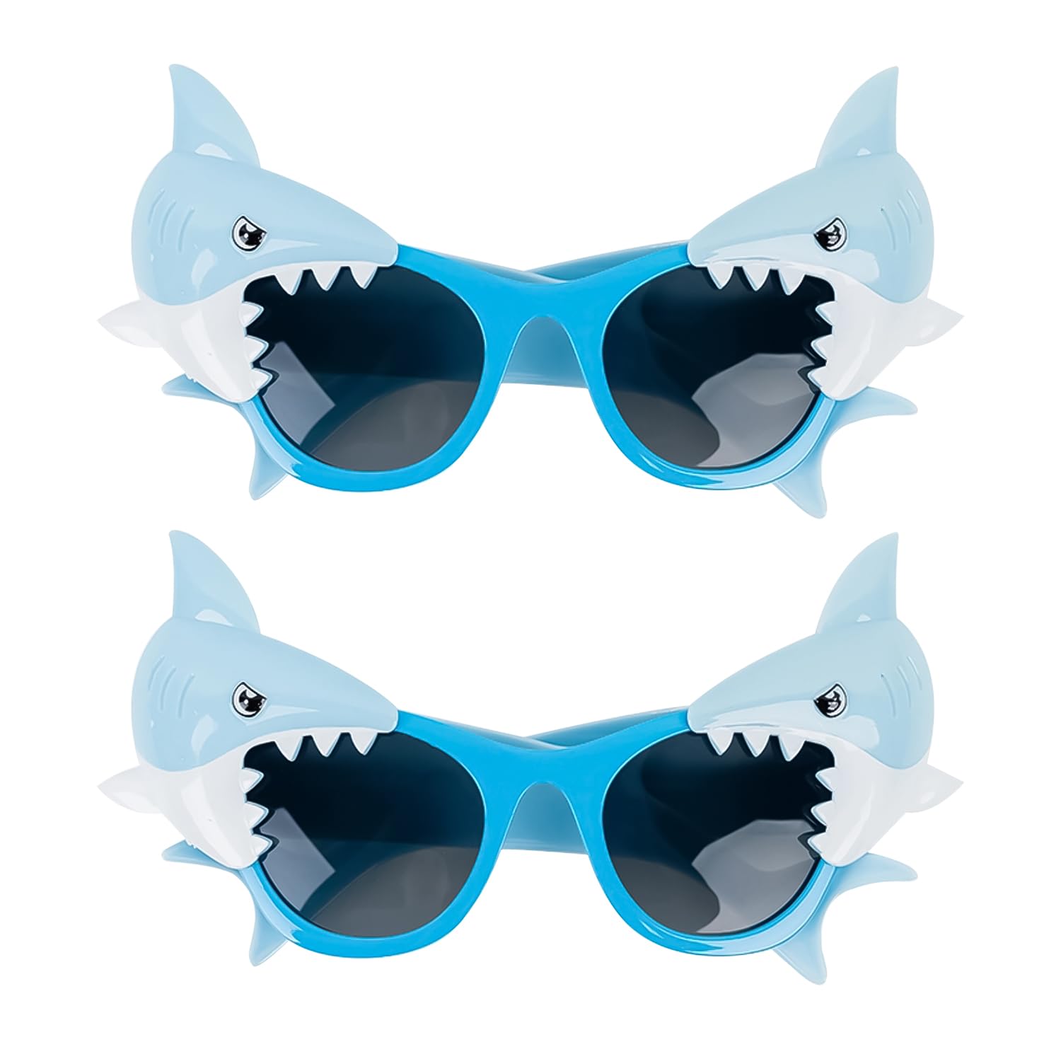 Nereds 2pcs Shark Glasses Plastic Shark Animal Kids Sunglasses Party Eyewear Costume Funny Hawaiian Sunglasses for Party Favors Summer Beach Holiday Child Birthday