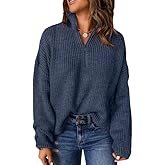 EVALESS Quarter Zip Sweaters for Women Waffle Kint Long Sleeve Pullover Sweater Business Casual Outfits