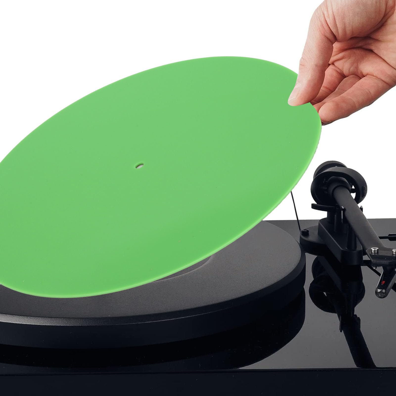 Turntable Mat, Platter Slipmat for 12 Inch Vintage Record Player, Replacement Acrylic Record Slip Mat for 33 1/3rpm 45rpm Records, Reduces Noise Sounds From Static Dust (Green)