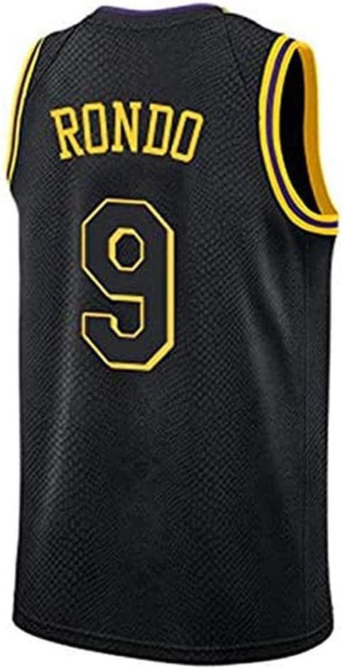 Yuuy Lakers Rajon Rondo 9 Men S Basketball Uniform Neutral Retro Sleeveless Embroidered Jersey Sports Vest Wicks Sweat And Quick Drying Color Black Size Children 10 12 Amazon Co Uk Kitchen Home