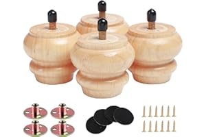 Txcucc 2 inch Furniture Legs Unfinhsed Bun Feet DIY Replacement for Cabinet Sofa Ottoman TV Stand Loveseat Dresser Set of 4
