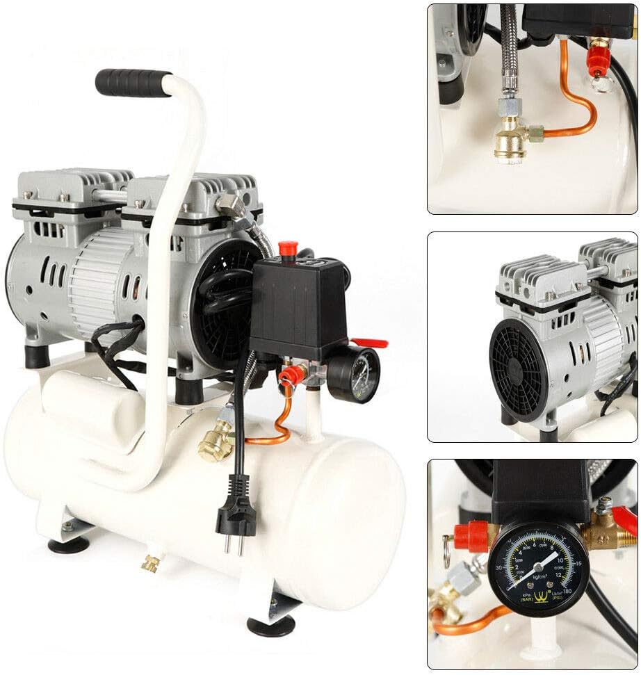 OUKANING Kompressor 680W 12L Druckluftkompressor Kompressor Druckluft ohne Trockner ölfrei