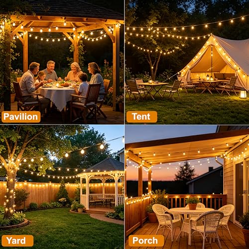 LaPitio Guirnalda Luces Exterior Impermeables con Bombillas Irrompibles | 60M, 100+4 Bombillas, Conectable, 2500K Blanco Cálido, para Fiestas de Cumpleaños, Bodas, Terrazas, Jardines Medianos