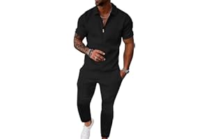 UOUA Mens Sweat Suits Set Tracksuit 2 Piece Outfits Short Sleeve Casual Sweatshirt & Jogging Pants Loungewear