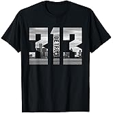 Vintage Detroit Michigan 313 Area Code Skyline T-Shirt