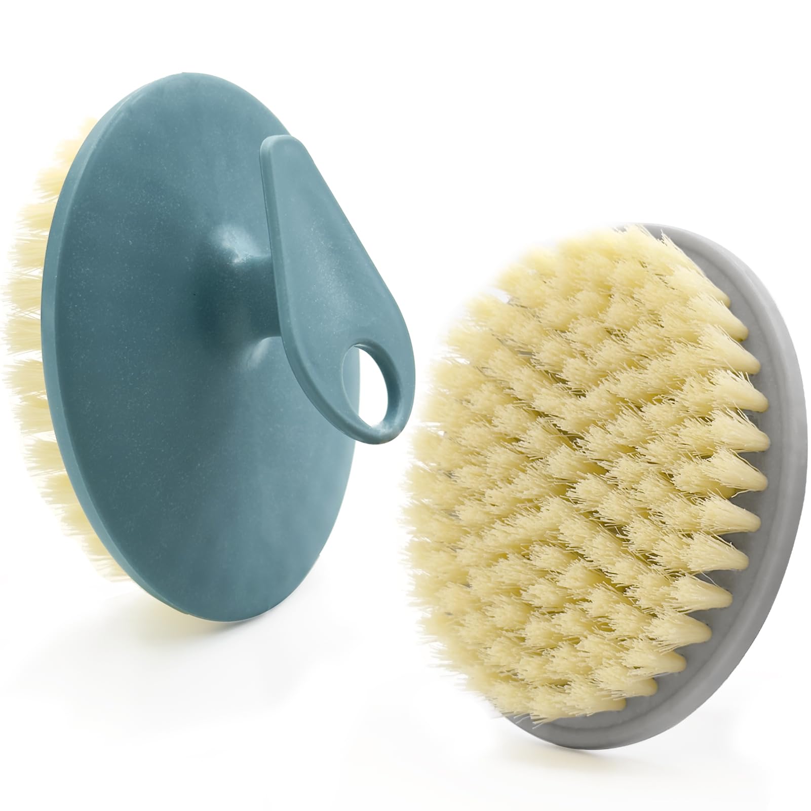 BEAUTAIL 2 Pack Body Brushes Gentle Exfoliating Shower Bath Brush, Soft Bristle Scrubber for Sensitive Skin Women Men, Non-Slip Hand-Clip, Durable and Long Lasting (Blue+Gray)