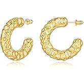 Gold Chunky Hoop Earrings for Women 14K Gold Plated Hoop Earrings Hypoallergenic Chunky Gold Hoop Earrings for Women Earrings Thick Gold Hoop Earrings for Women Gold Jewelry for Women