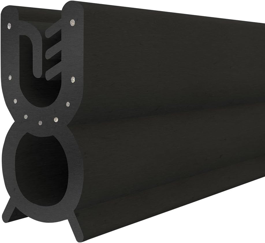 STEIGNER Rubber Trim Seal T-32 Black 9x22 mm 1 m Metal Insert Clamp Edge Profile Glass Protection Strength EPDM