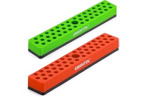 EMENTOL 2PCS 1/4" Magnetic Bits Holder Set - Orange and Green, 86PCS Hole, Bit Organizer with Strong Magnetic, Magnetic Bits Organizer, 2 Pieces