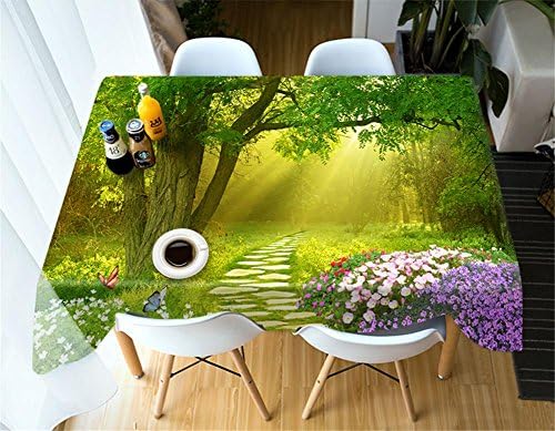 Dbtxwd Polyester 3D Natural scenery Printed fabrics Dust-proof Tablecloth , 2 , b