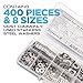 304 Stainless Steel Flat Washers Set 400 pcs, 8 Size - M2 M2.5 M3 M4 M5 M6 M8 M10