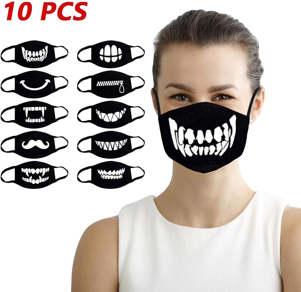 JSPOYOU Cute Print Black Cotton Thick Breathable Coldproof Set 10pcs: Clothing