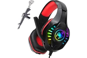 SVYHUOK Gaming Headset for New Xbox One PS4 PC Laptop Tablet with Mic, Over Ear Headphones, Noise Canceling, Stereo Bass Surround for Kids Mac Smartphones Cellphone … (red)