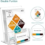 ROSshine A5 Leaflet Holder with Business Card Holder 2 Pack Crystal Clear view 3