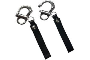 GaiRen SCBA Mask Quick Release Shackle with Leather Handle 2 Pack Black Marine Grade 316 Stainless Steel Fixed Snap Shackle L