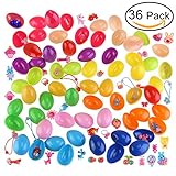 36 Easter Eggs Fillers, Easter Basket Stuffers for Girls Kids with 36 Different Designs of Toys (Hair Ties, Hair Clips, Headband etc) & Sticker, Prefilled Easter Egg Stuffers Hunt Party Favors