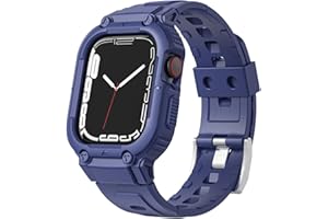CRSBX Compatible for Apple Watch Band 49mm 45mm 44mm 41mm 40mm with Case Bumper, Military Tactical Sport Bands Rugged Protective Case for iWatch Series 9/8 7/6 /5/4 SE,Ultra 2 Strap MEN