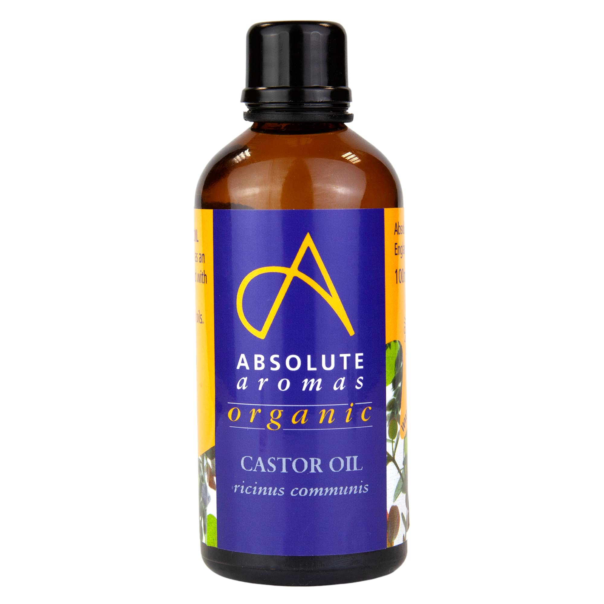 Absolute Aromas Organic Castor Oil 100ml - 100% Pure and Natural Carrier Oil - For Massage, Aromatherapy and Blending Essentials Oils