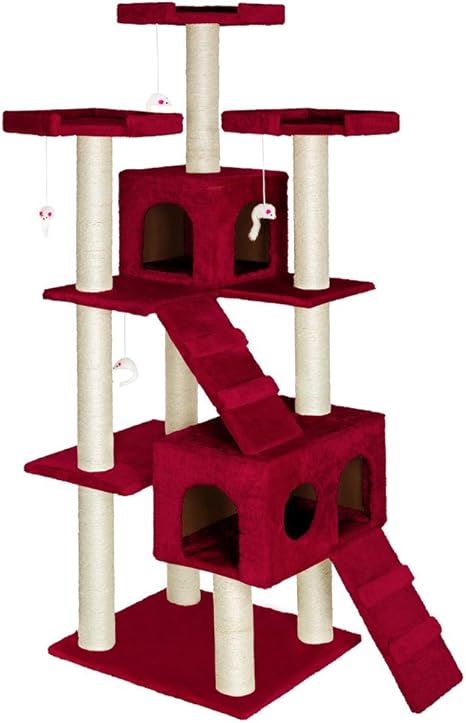 Tectake De Luxe Arbre A Chat 186 Cm Rouge Diametre De Colonne Environ 8 Cm Amazon Fr Animalerie