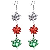 Canboer Christmas Earrings Merry Christmas Tree Bow Light Bulb Candy Cane Gingerbread Man Xmas Ornament Dangle Drop Earrings Holiday Festive Jewelry for Women