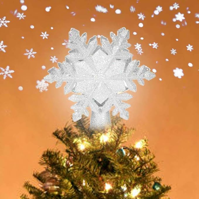 Christmas Tree Topper Lighted,Womdee Snowflake Tree Topper