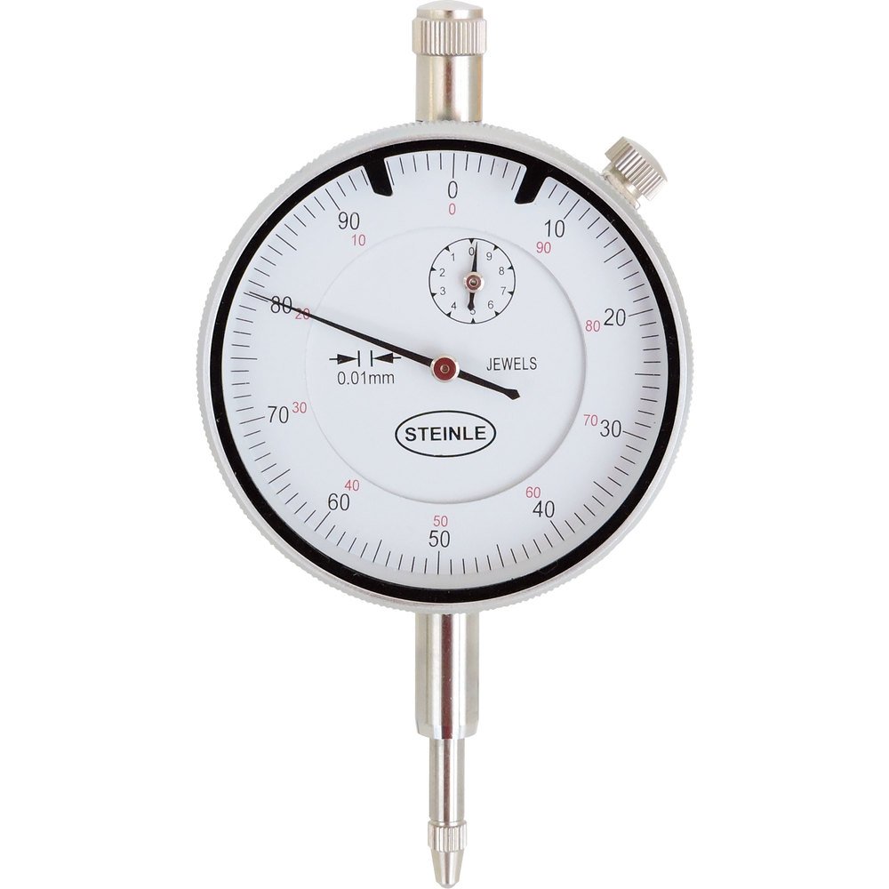 STEINLE 3105 Dial Indicator, 0 - 10 mm, 0.01 mm Reading, 58 mm Dial, 1 mm Hand Turn, 0.25 kg