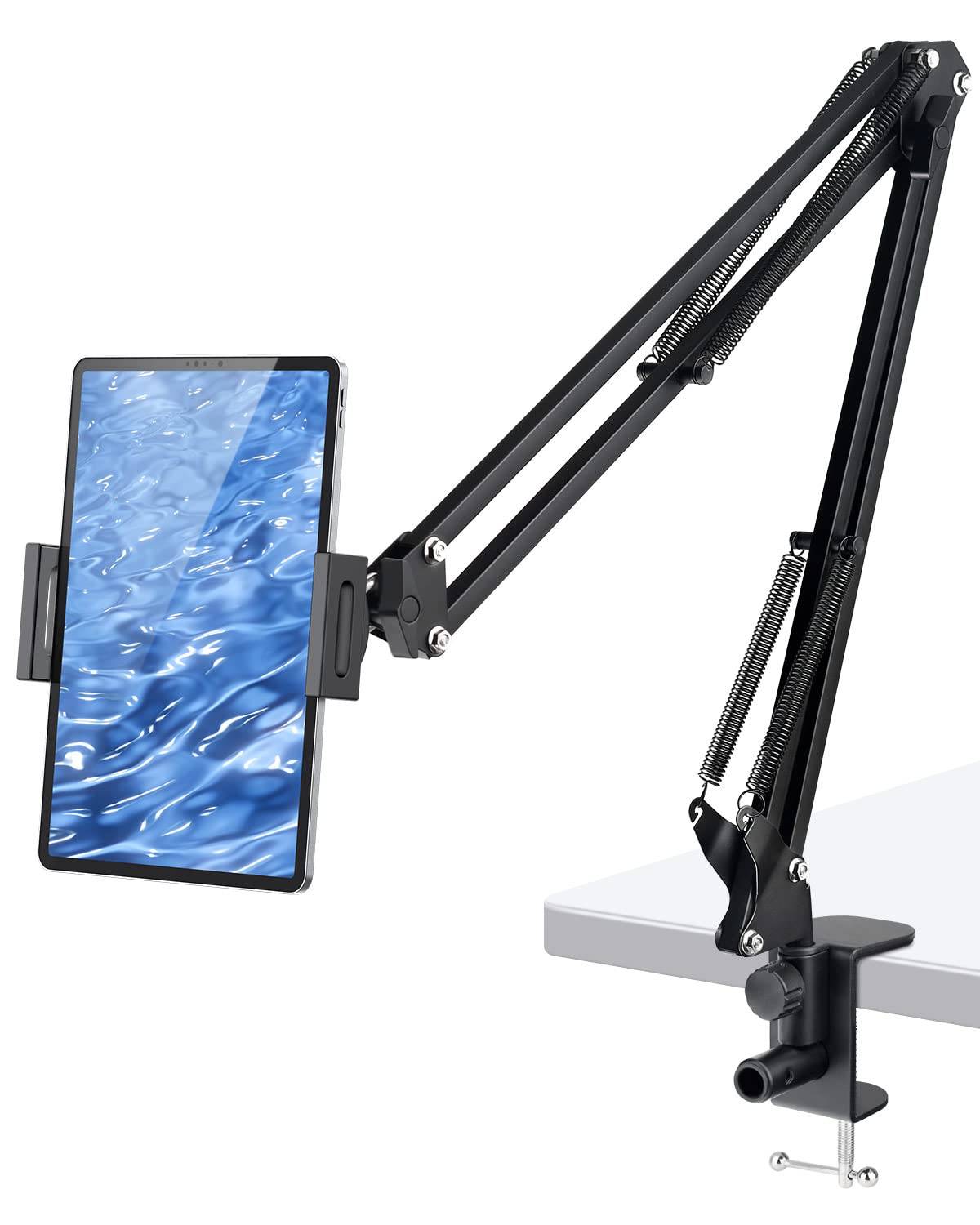 Tablet Stand, Foldable Tablet Holder for Bed - 360° Flexible&Adjustable Phone Mount Clamp Desk for 2022 iPad Pro 12.9, 11, 10.5, 9.7, iPad Air mini 2 3 4 5 6, Tab, Switch, 4.7-12.9" Devices