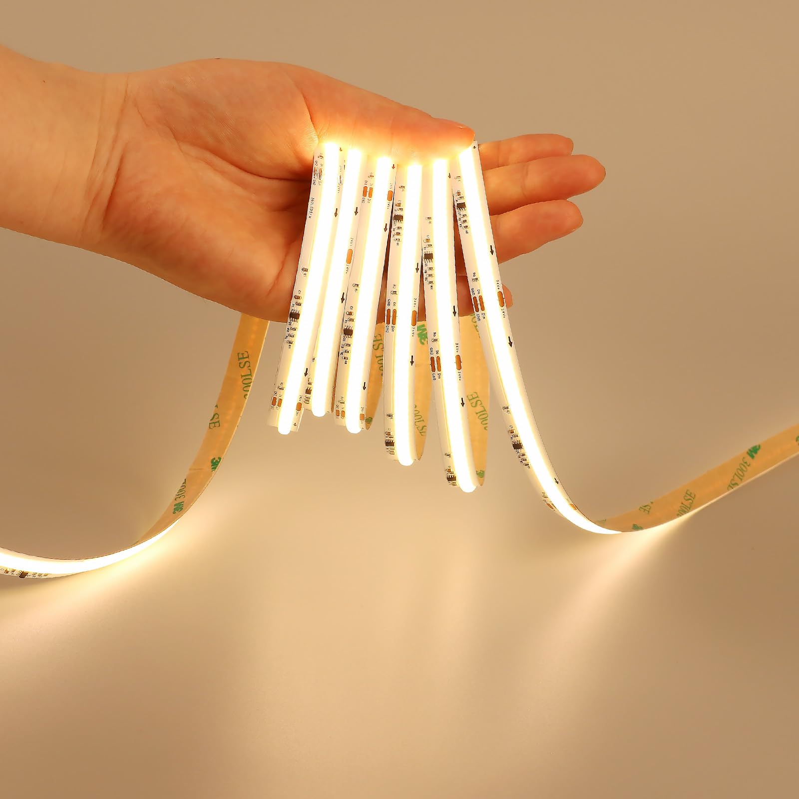 GOMING 24V 10M WS2811 IC COB LED Strip Lights Warm White 3000K Addressable Running Water Effects 360LED/M CRI 93+ IP20 Not Waterproof LED Tape Lights for Home Decor(No Adapter and Controller)