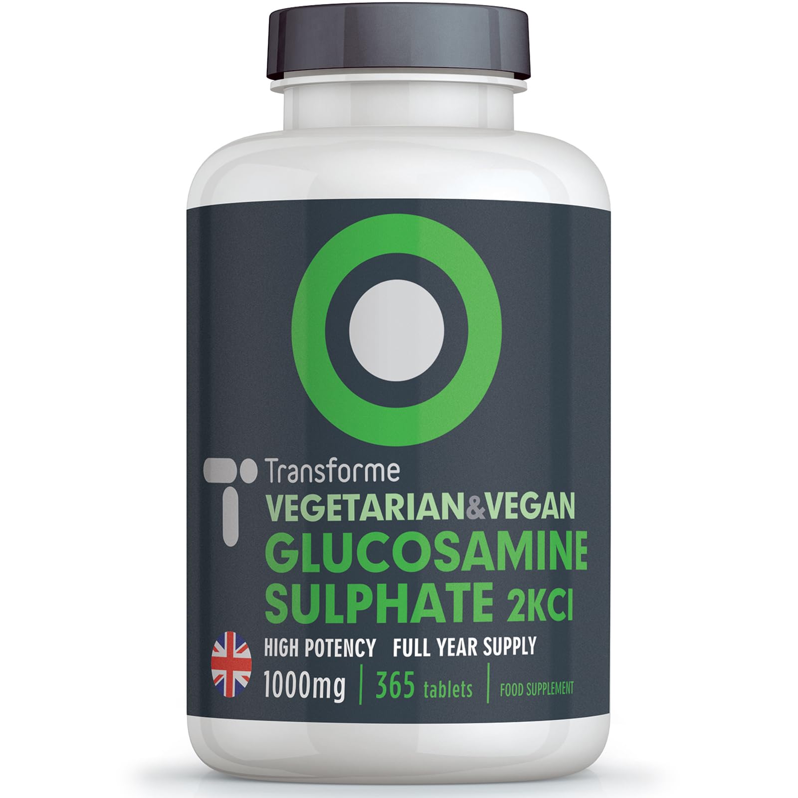 Transforme Glucosamine Sulphate 1000mg 365 Tablets, 2KCl, Vegetarian, Vegan, 1 Year Supply, Gluten Free
