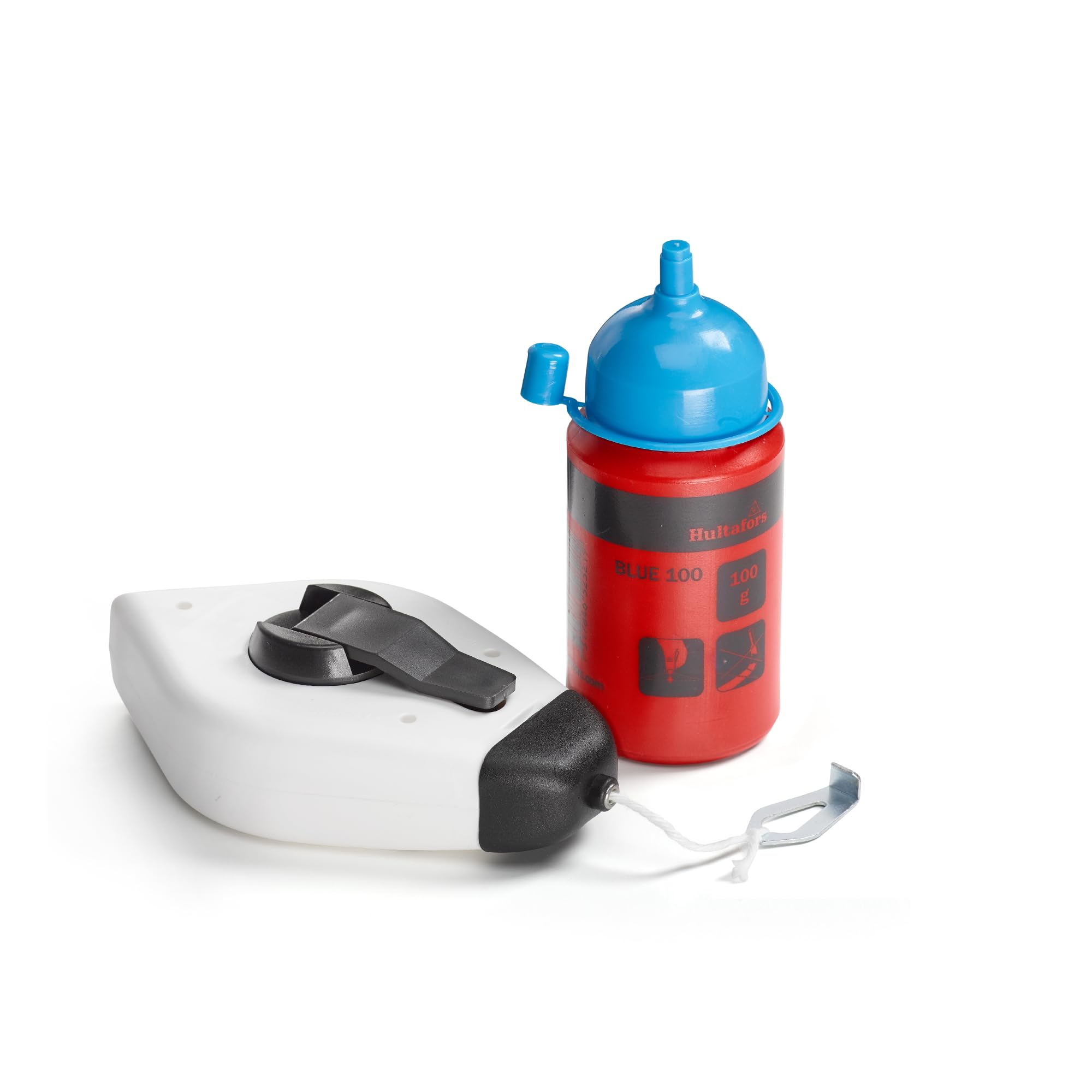 Hultafors chalk line set 30 metres incl. 100g blue chalk I 1mm thick chalkline I For indoor & outdoor use I Water & wind resistant colour I 660103